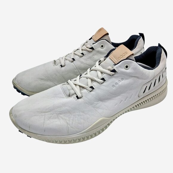 ECCO Golf Shoes HYDROMAX Mens 13-13.5 US EU 47 White Leather Spikeless Lace Up - Picture 1 of 9